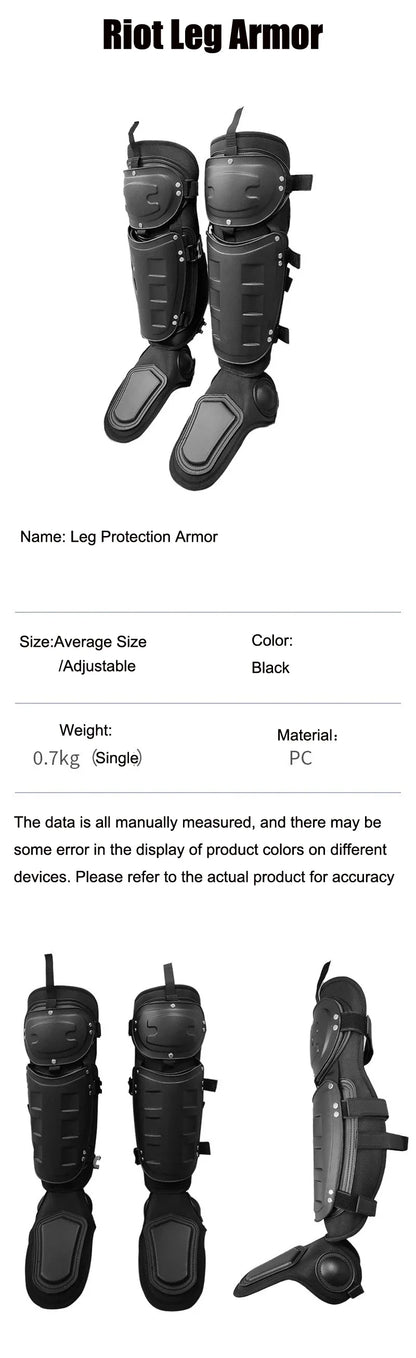 Tactical Leg Armor Guards Protection Stop Riot Legs Armour Full Body Protective Leg Knee Pads for Security Guard Vest Equipment