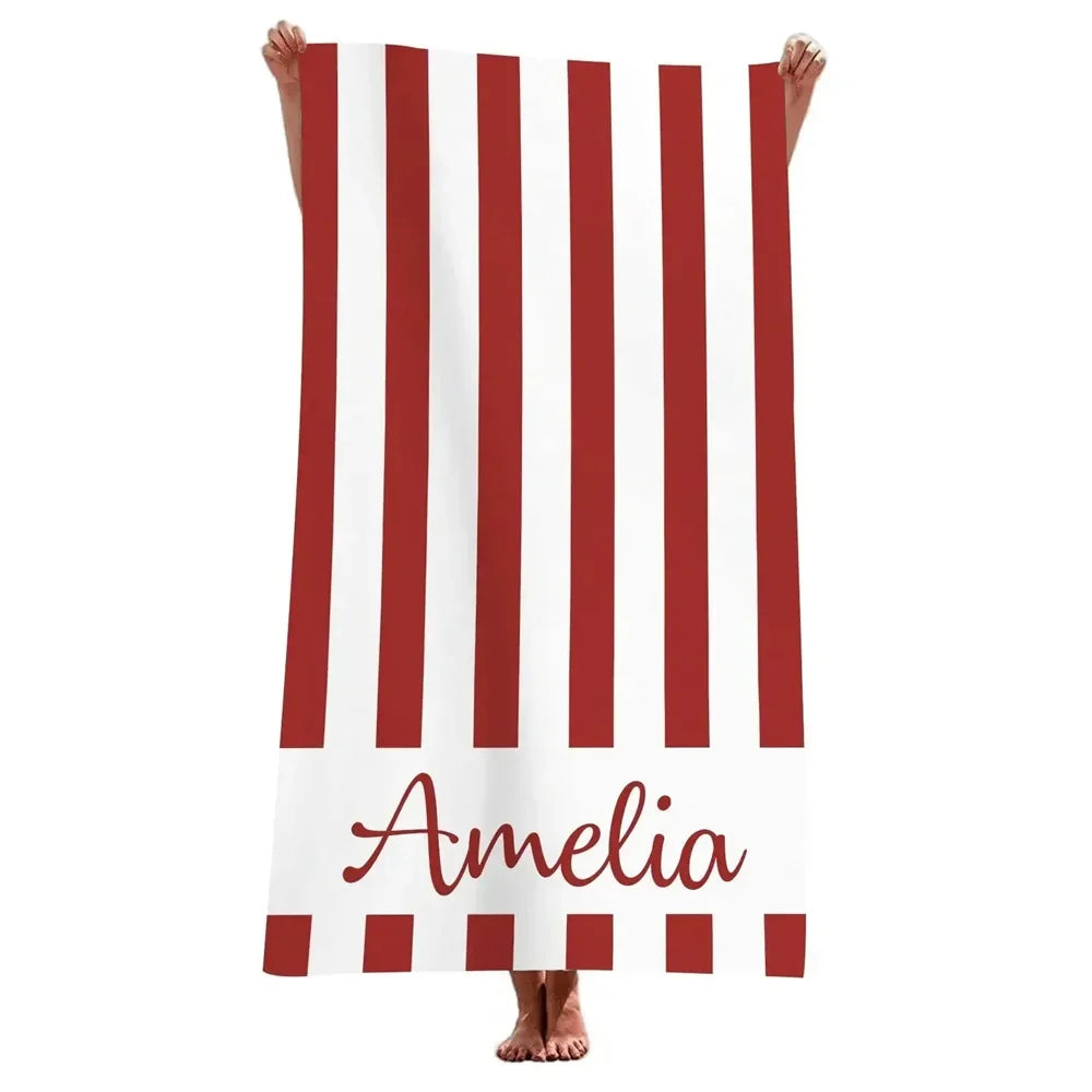 Striped Beach Towels Custom Name Beach Towel 3d Printed Microfiber Beach Towel Water Absorbing Personalized Bath Towel