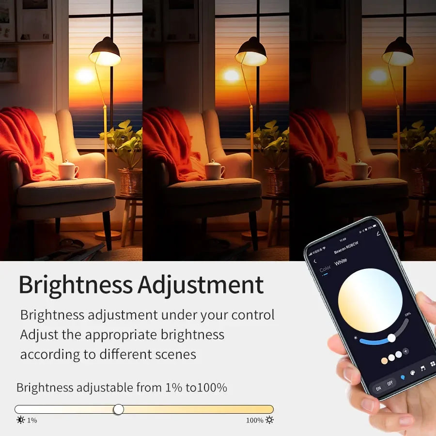220V Tuya Smart Bluetooth LED Light Bulbs E27 9W 15W 18W RGB Bulbs APP Control Dimmable Timer Function For Bedroom Living Room