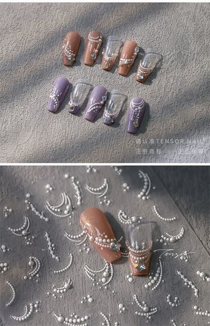 5Dquality pearl thread curtain nail art stickers French line decorative nail art stickers art slider decals nail art accessories