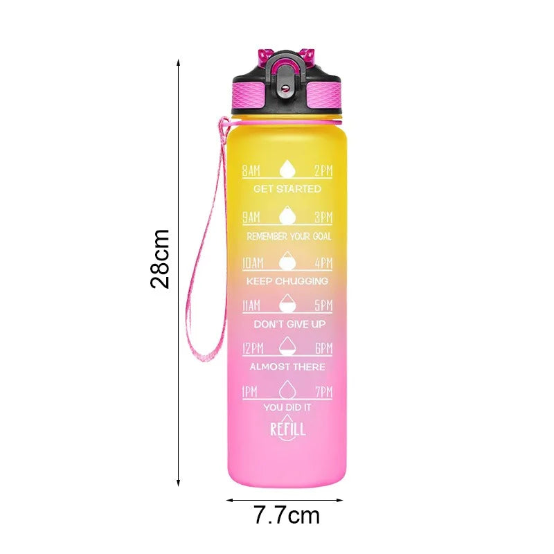 750ML Water Bottle with Straw Motivational Sport Water Bottle for Girls Leakproof Drinking Bottles Outdoor Travel Fitness Jugs