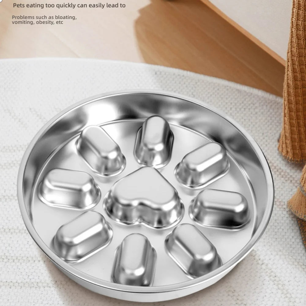 Stainless Steel Slow  steel slow food bowl for dogs, feeding basin for cats, anti choking and anti overturning bowl Pet supplies