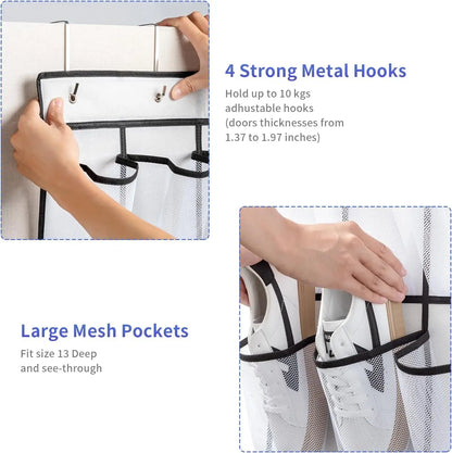 35 Pocket Wall-mounted Sundries Shoe Organiser Closet Storage Shoe Rack Mesh Pocket Clear Hanging Over The Door Shoe Organizers