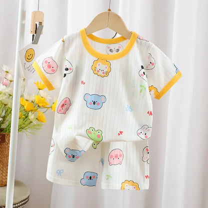 T-shirts Baby Clothes New Summer Children's Clothing  Children's Short Sleeved Shorts Suit Boys Girls Cotton