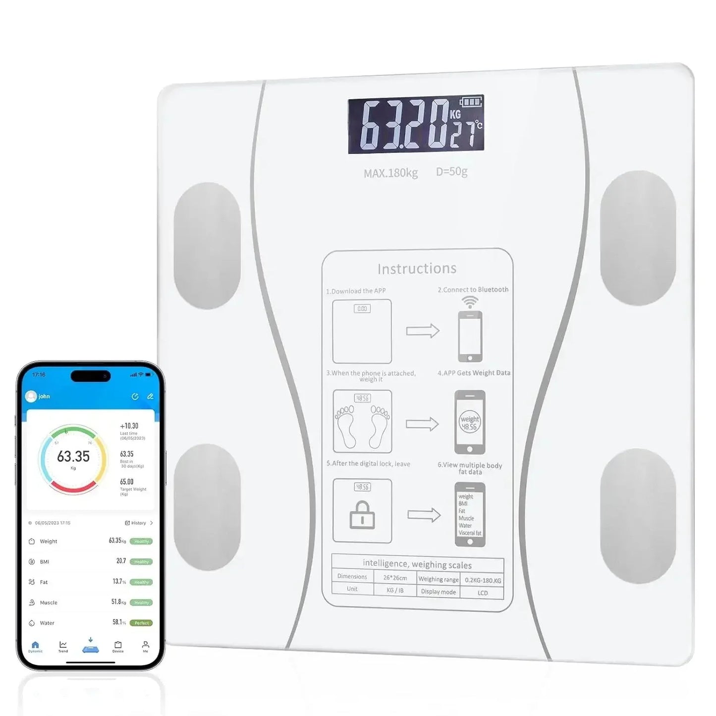 Electronic Scale Smart Bluetooth Weighing Human Charging Simple Weight Scale Weighing Household Fat Body Fat Measurement Scale
