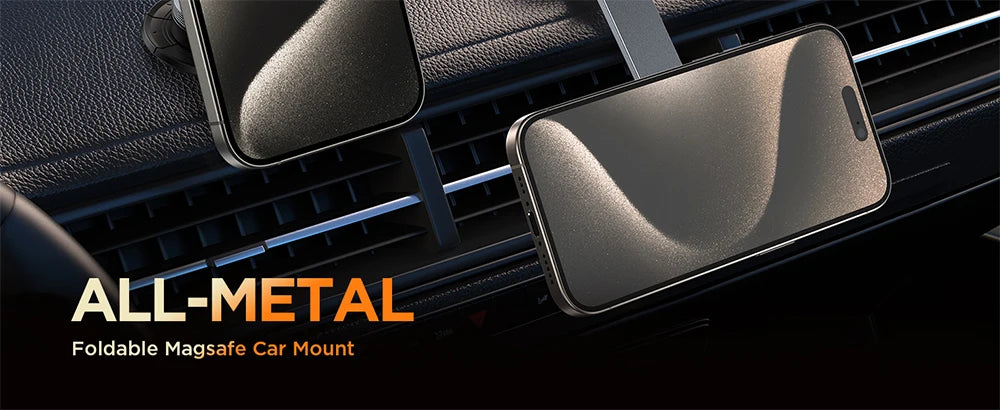 JOYROOM All-Metal Fordable Magnetic Phone Holder for Car 360° Rotation Strong Magnets Phone Mount Stand for Car Dash for iPhone