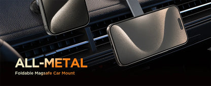 JOYROOM All-Metal Fordable Magnetic Phone Holder for Car 360° Rotation Strong Magnets Phone Mount Stand for Car Dash for iPhone