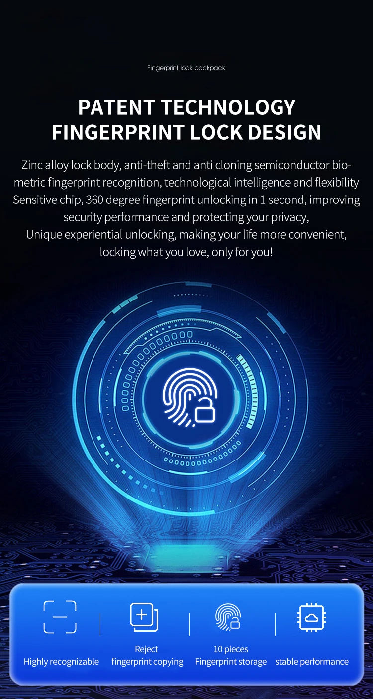 Man`s Fingerprint Lock Handbag Security Wallet