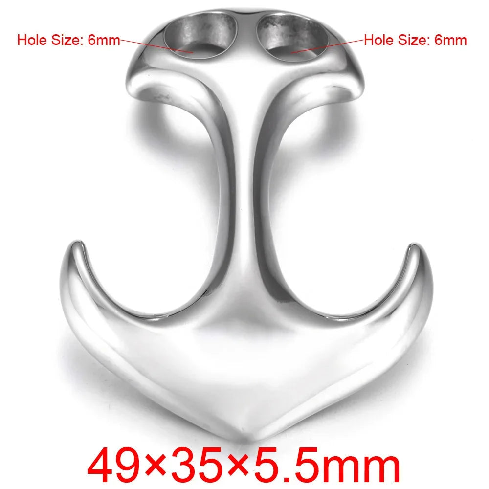 Stainless Steel Anchor Hooks Curved Double Hole for Leather Bracelet Connector Clasp Jewelry Making Findings DIY Supplies