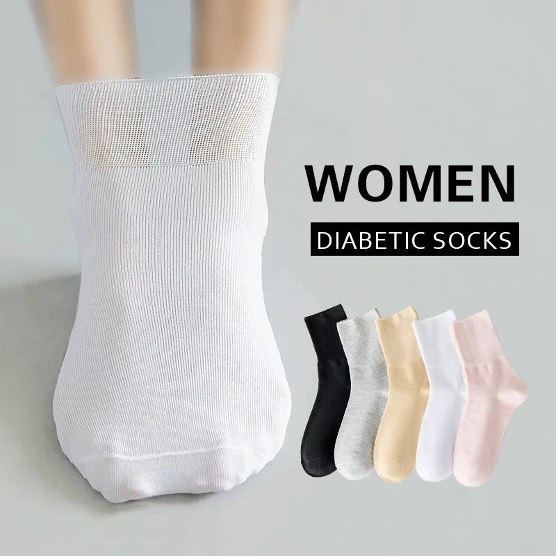 5 Pairs Diabetic Non Binding Socks For Women Pregnant woman elderly long socks Comfortable breathable black white socks women