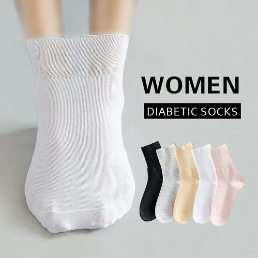 5 Pairs Diabetic Non Binding Socks For Women Pregnant woman elderly long socks Comfortable breathable black white socks women