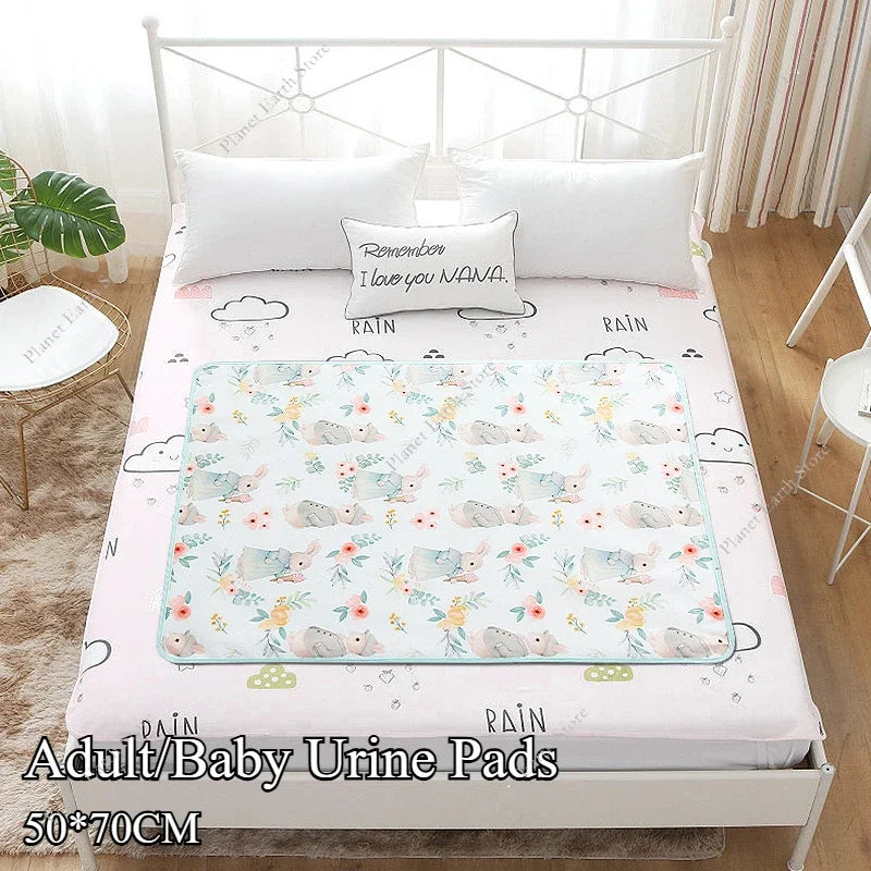 Waterproof Baby Diaper Changing Mat 50*70CM Cute Cartoon Bed Protector Diaper Bedding Urine Pads Care Pad for Adult Baby