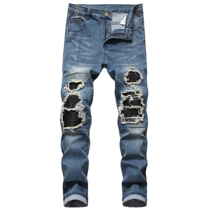 Jeans for Men High Street with Holes and Black Peaks Slim Fit Jeans and Mens Trousers