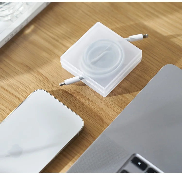 Portable Transparent Cable Organizer Cord Management Usb Cable Winder Retractable Phone Holder Charger Wire Storage Protector