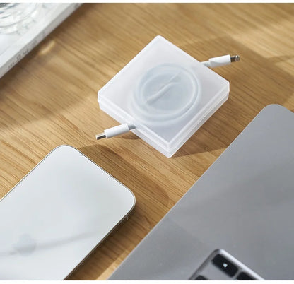 Portable Transparent Cable Organizer Cord Management Usb Cable Winder Retractable Phone Holder Charger Wire Storage Protector