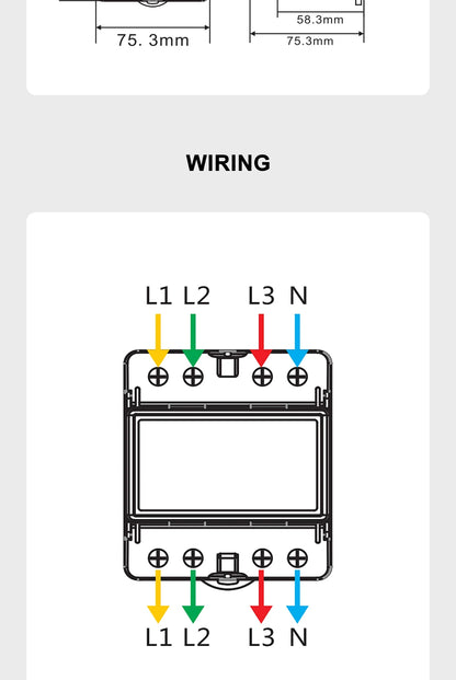 Smart Life Energy Monitoring 100A Tuya WiFi 3-Phase Meter with Bi-Directional Auto-Reclosing Relay