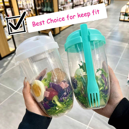 Portable Breakfast Cups Cereal Nut Yogurt Salad Cup Container Set with Fork Sauce Cup Bottle Food Storage Bento Box Lunch Box