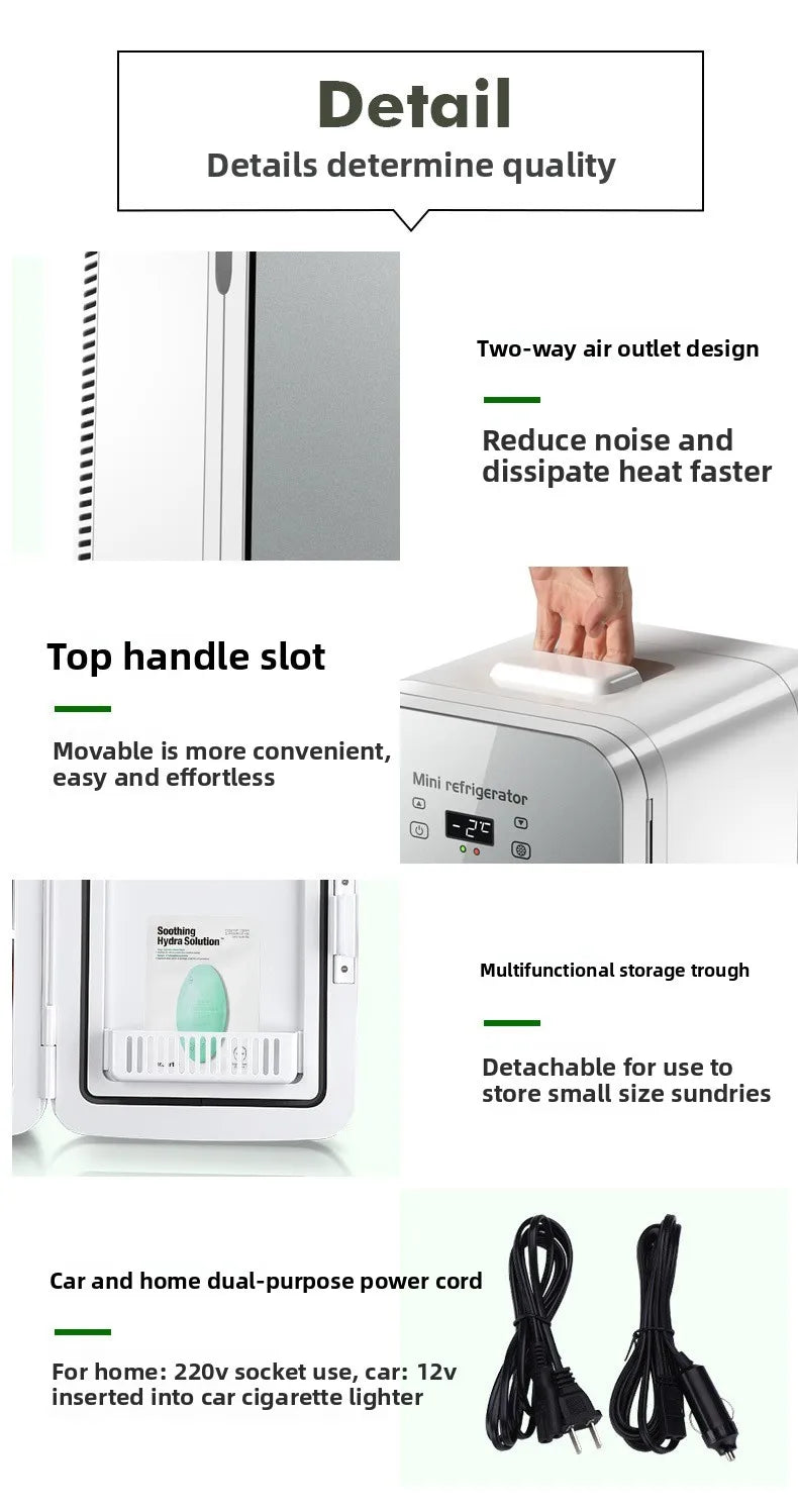 12V/220V Dual-Power Car Fridge Freezer, 12L Compact Refrigerator for Home/Office/Truck, Fast Cooling, Energy-Efficient
