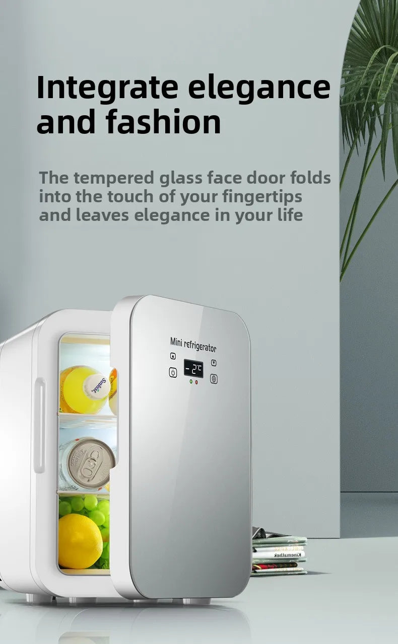 12V/220V Dual-Power Car Fridge Freezer, 12L Compact Refrigerator for Home/Office/Truck, Fast Cooling, Energy-Efficient