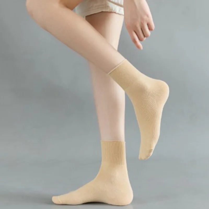 5 Pairs Diabetic Non Binding Socks for Women Pregnant Woman Elderly Long Socks Comfortable Breathable Black White Socks Women