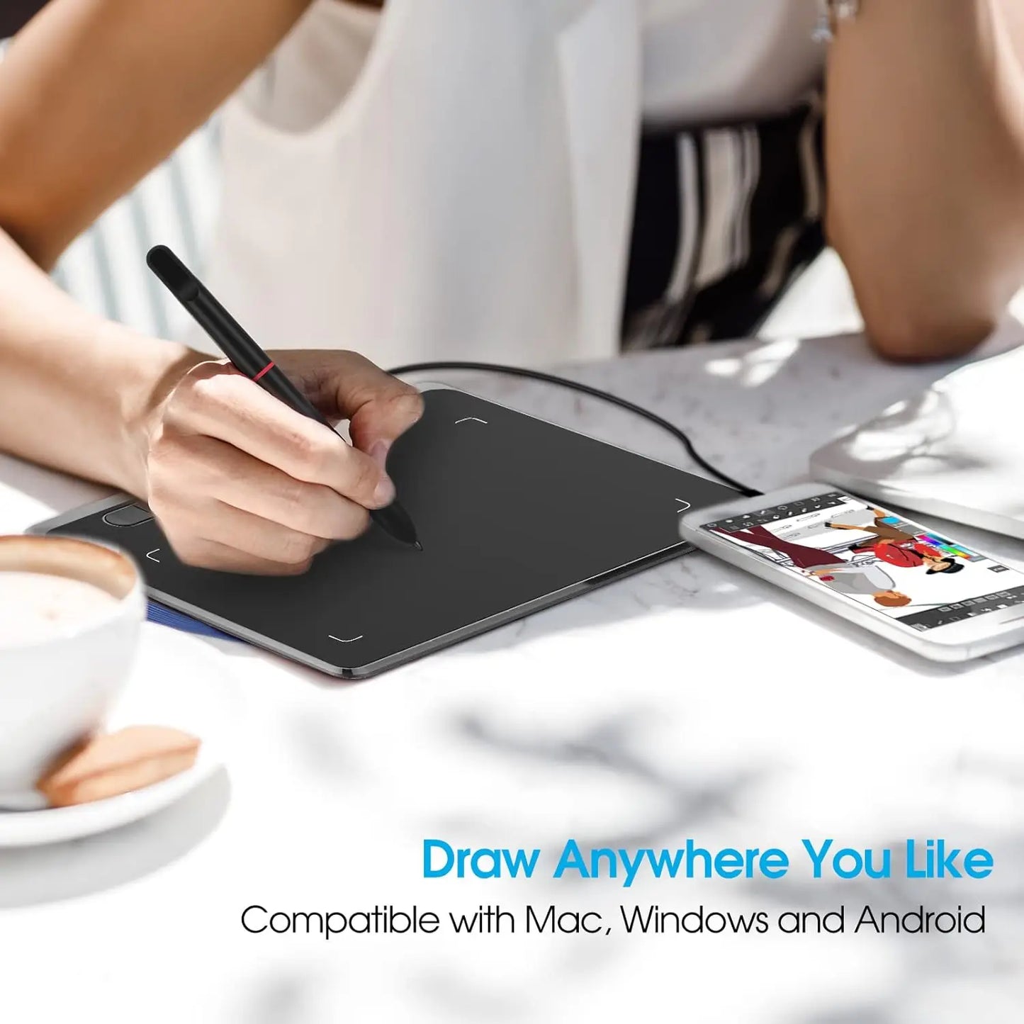 Drawing board, digital tablet computer, HavaPen ap906 9 x 5 inch artistic drawing digital tablet computer with battery-free pen