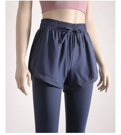 Yoga Pants Leggings Two-piece Skirt Style Quick-drying Workout Yoga Pants Women Pockets Sport Trousers Leggings