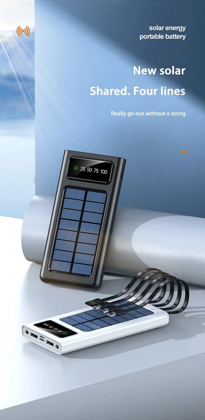 Solar Power Bank Large Capacity Spare Battery Fast Charging Portable Power Banks 20000mAh Auxiliary Batteries Outdoor