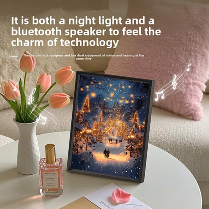 Creative Decorative Atmosphere Lamp Gift USB Powered LED Light Painting Night Light with Bluetooth Speaker Room Desk Ornaments