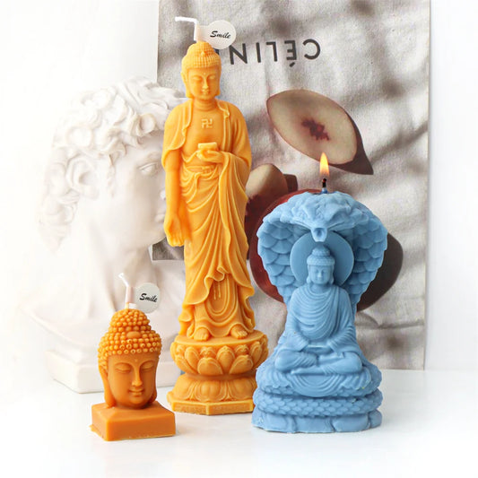 Buddha Silicone Candle Mold Church Buddha Incense Candle Plaster Decoration Mold Diy Church Candle making Supplies