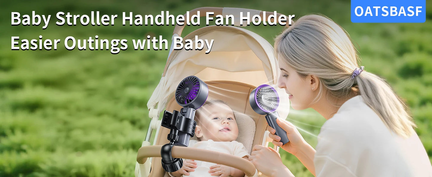 Eary Adjustable Baby Stroller Handheld Fan Holder Clip Universal Handheld Fan Turn to Clip-on Fan Baby Stroller Accessories