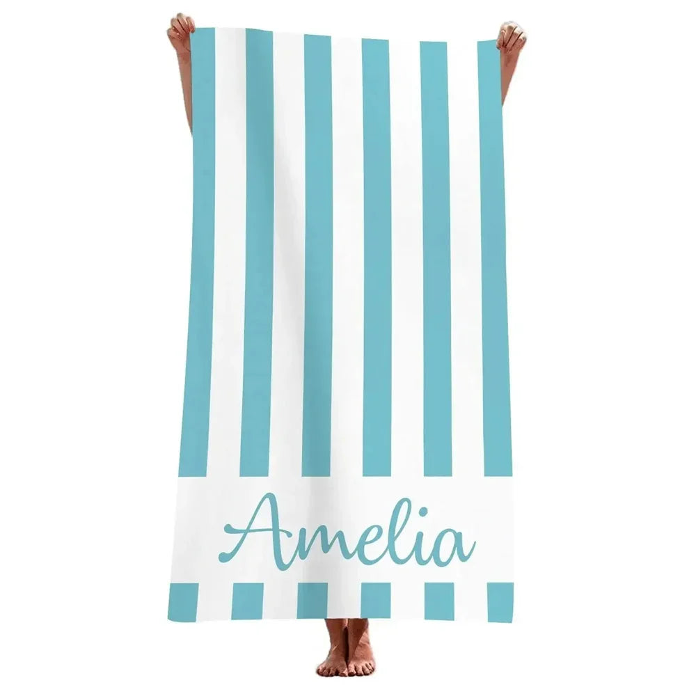 Striped Beach Towels Custom Name Beach Towel 3d Printed Microfiber Beach Towel Water Absorbing Personalized Bath Towel