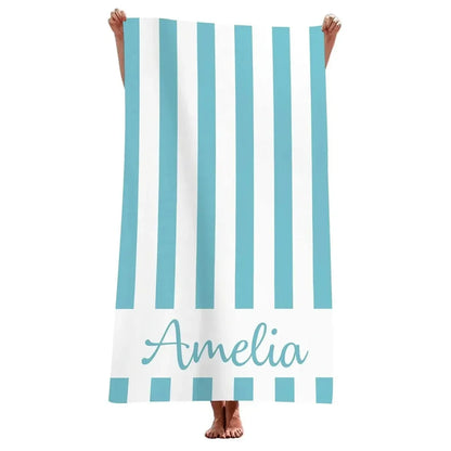 Striped Beach Towels Custom Name Beach Towel 3d Printed Microfiber Beach Towel Water Absorbing Personalized Bath Towel