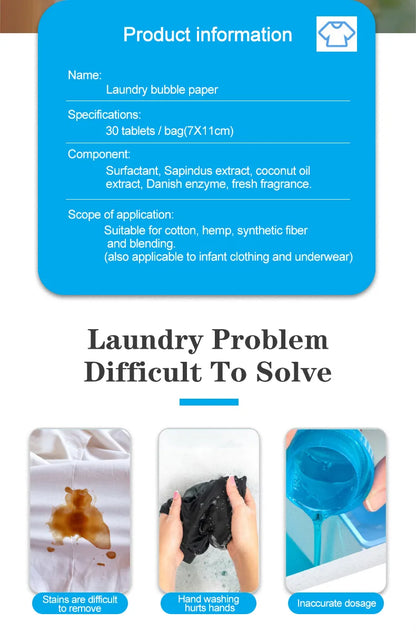 180Pcs Laundry Tablets Strong Decontamination Laundry Detergent Sheet Underwear Clothes Cleaning Detergent Laundry Bubble Paper