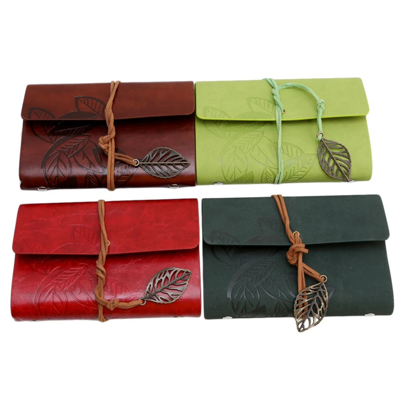 1PC Retro Leaf Notebook School Office Stationery Diary Notepad Literature PU Leather Note Book Traveler Journal Planners Gifts