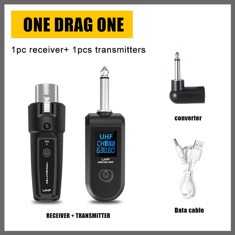 UHF XLR Adapter System Wireless Microphone Transmitter Receiver System for Dynamic Microphone Guitar Audio Mixer PA System
