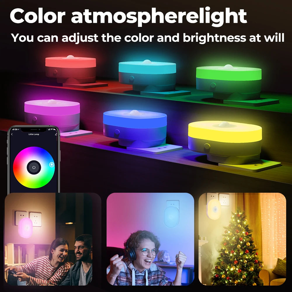 Smart Sensor Wifi Night Light Night Lights Plug Into Wall APP Control Dimmable Timing Atmosphere Wall Lamp For Bedroom