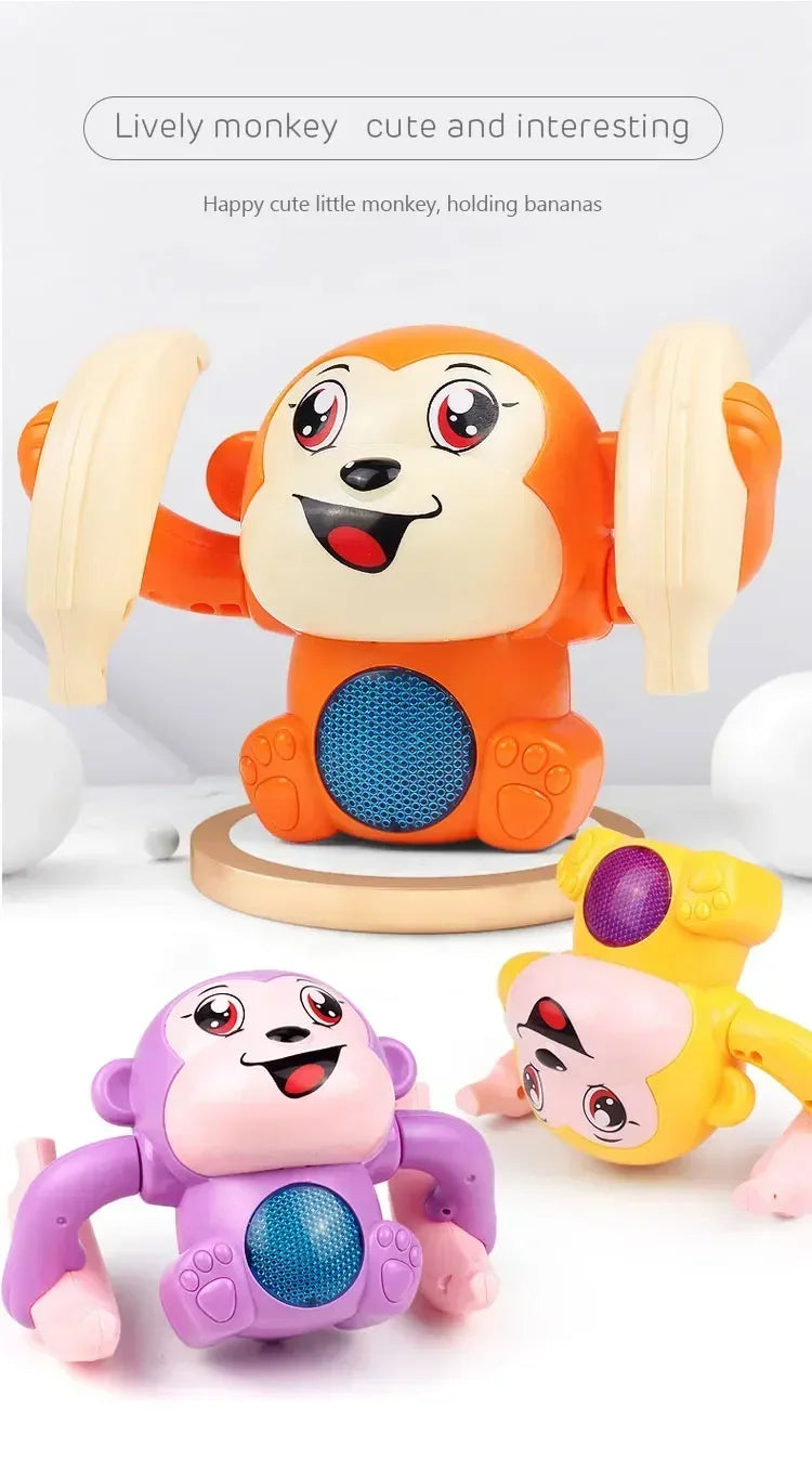 Musical Crawling Monkey Toys for Babies - Interactive Light-Up Dancing Toy for Infant Development and Tummy Time Gifts