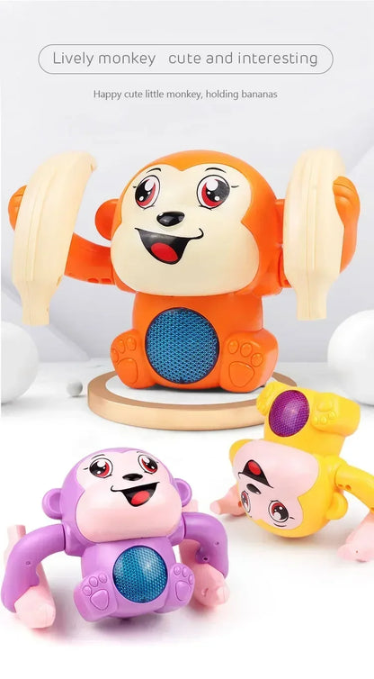 Musical Crawling Monkey Toys for Babies - Interactive Light-Up Dancing Toy for Infant Development and Tummy Time Gifts