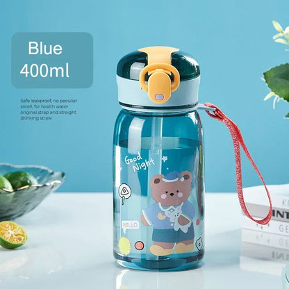 Kids Cartoon Water Sippy Cup with Straw Cute Bear Leakproof Water Bottles Outdoor Portable Drink Bottle Children's Lovely Cup
