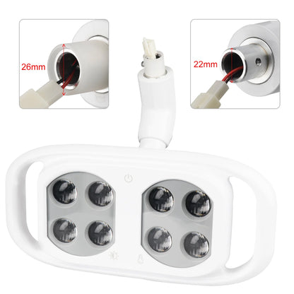 Dental Oral Light 8Bulds LED With Smart Sensor Switch Adjustable Brightness Surgical Lamp Dentistry Induction Yellow White Light