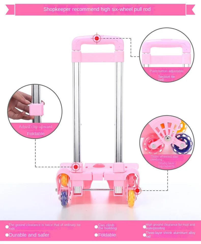 Children School backpack for Girls Cute Cat School Students Backpack For Kids Wheeled Backpack Bag Trolley School Bags On Wheels