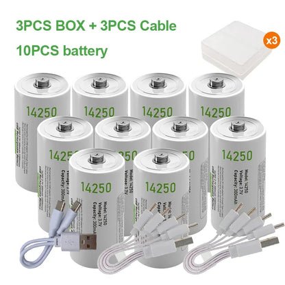 14250 3.7V 300mAh Rechargeable Lithium Battery For Probes, Thermometers, Sights, Thermostats, Monitoring systems,Alarms,1/2AA