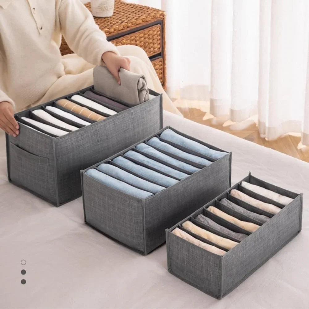 Foldable Storage Organizers Drawer Closet Divider Boxes for Jeans Socks Bra Wardrobe Clothes Storage Underwear Organizers Sets