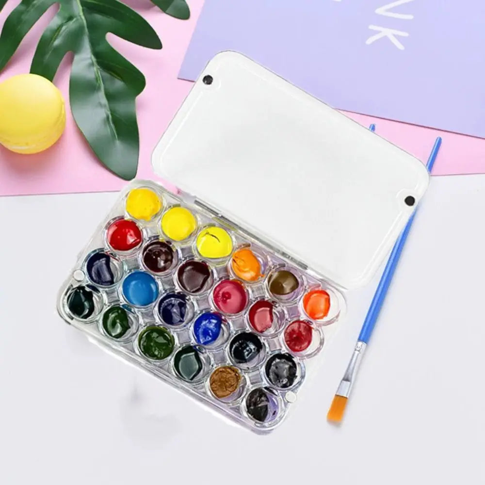 Art Supplies 24 Grids Mini Watercolor Palette Transparent Acrylic Watercolor Paint Tray Empty Sealed Paint Box Travel