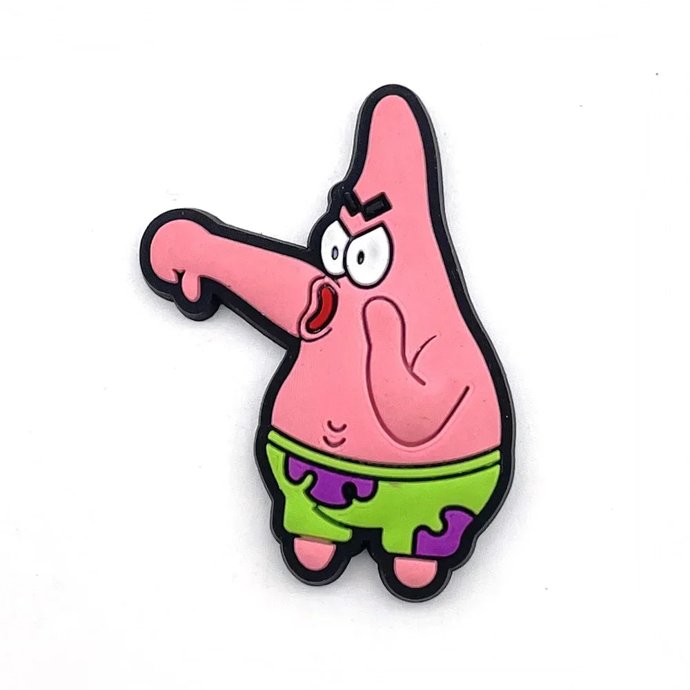 1pcs SpongeBob Shoe Buckle Anime Patrick Star Crocs Charms Cartoon Crocs Accessories Sandals Decorate Kids Party X-mas Gifts