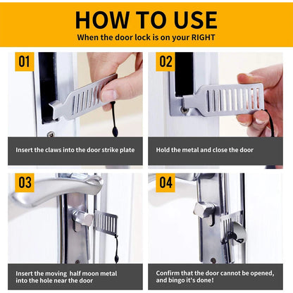 Portable Door Lock Travel Home Security Extra Lock for Additional Privacy and Safety in Room Hotel Apartment Dorm Door Stopper