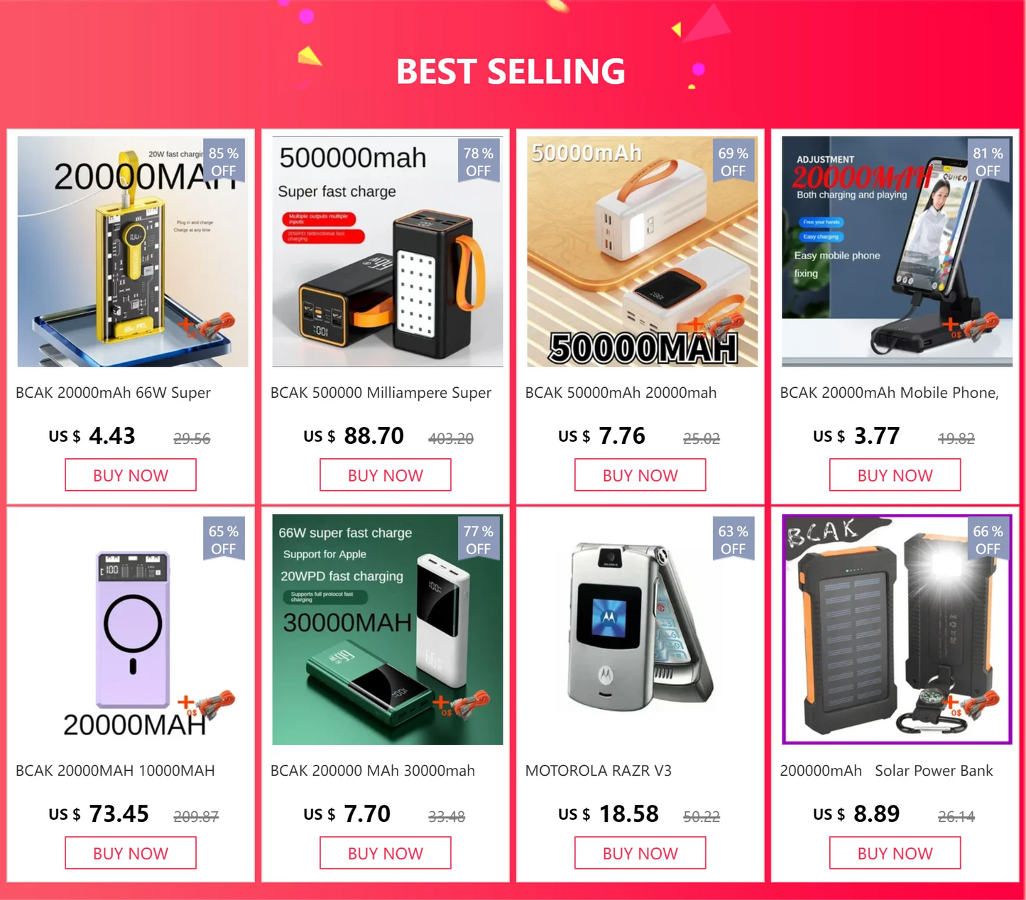 Large Capacity Power Bank 200000mAh 20000mah Fast Charging Portable for Android Mobile Phone Universal BCAK