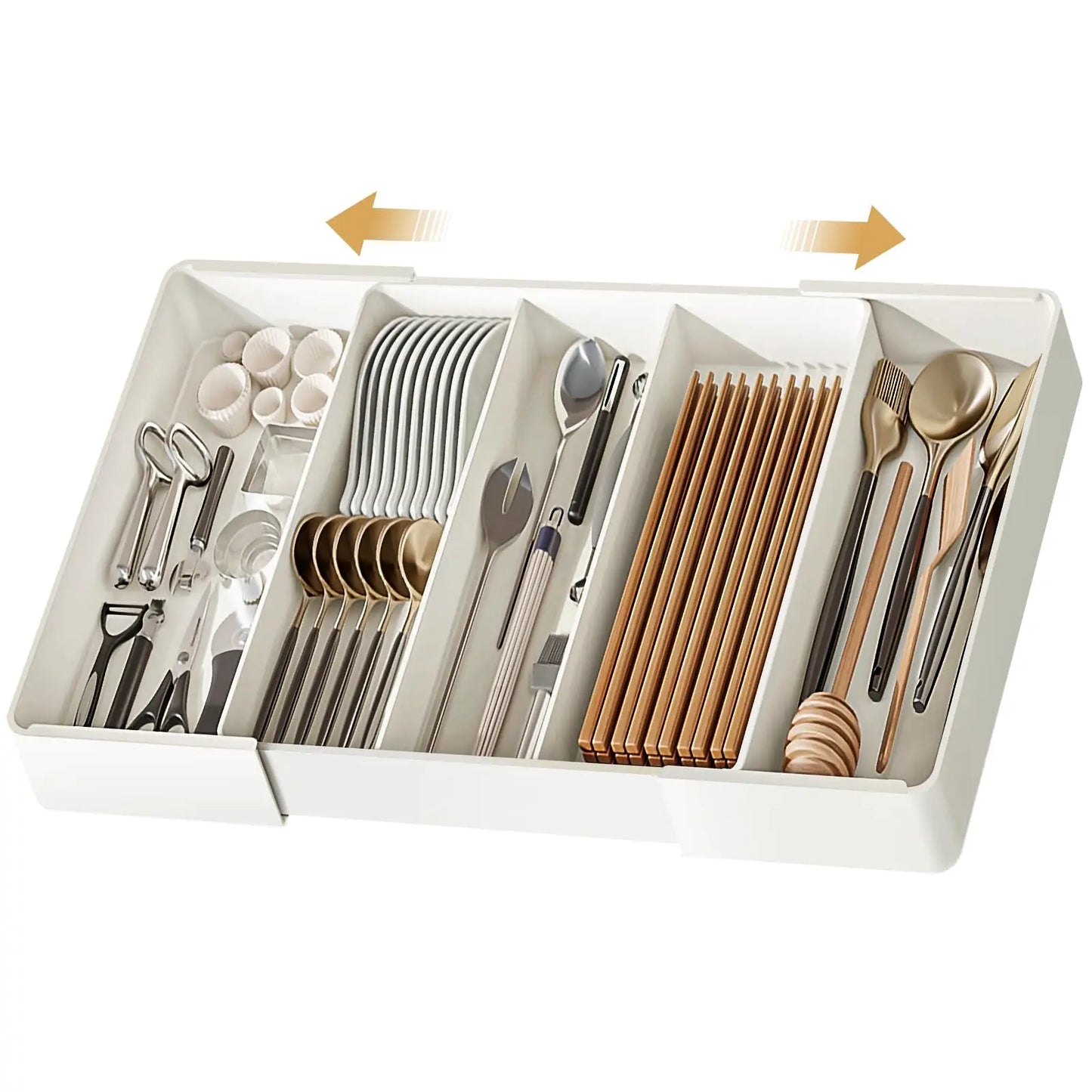 Drawer Organizer, Cutlery Tray for Kitchen Drawer, Expandable Utensil with Compartment, Spoons Forks Knives Cutlery Holder