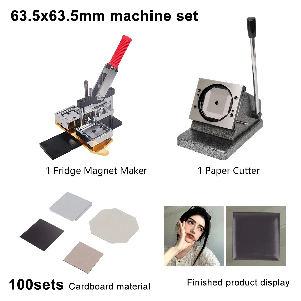 50-80mm DIY Fridge Magnet Maker Machine Rectangular 100Pc Magnet Materials Supply Paper Cutter Photo Refrigerator Sticker Making