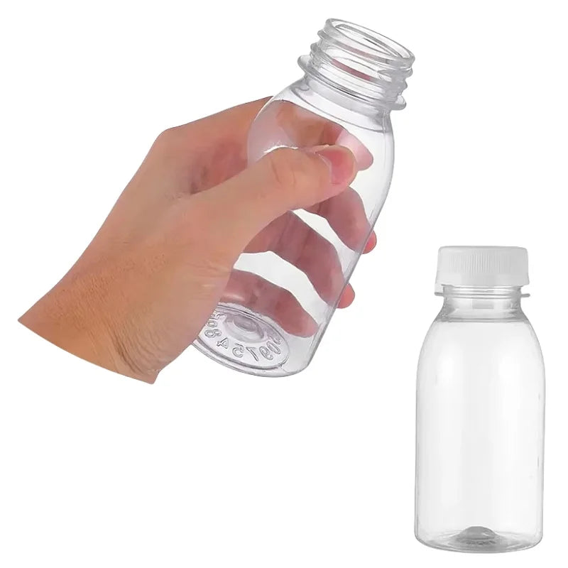 6pcs Small Plastic Bottle 100ml Milk Bottles Small Juice Bottles Leakproof Milk Bottles Portable Beverage Bottles Plastic Water